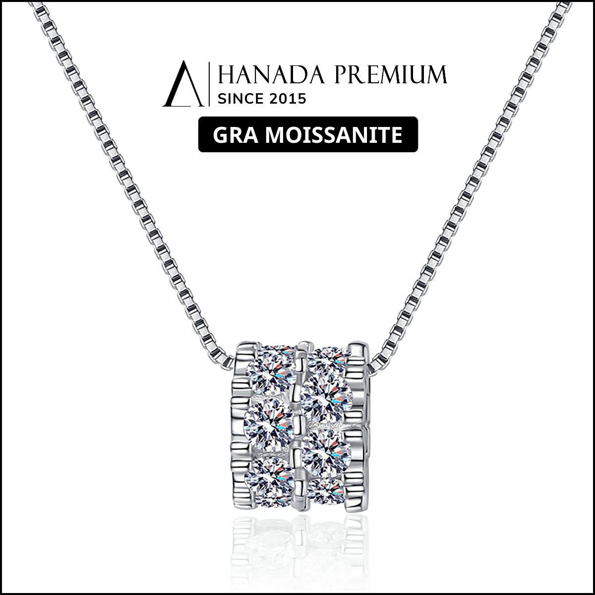 Dây chuyền Kim cương Moissanite 3mm Vòng Trụ Đá 2417
