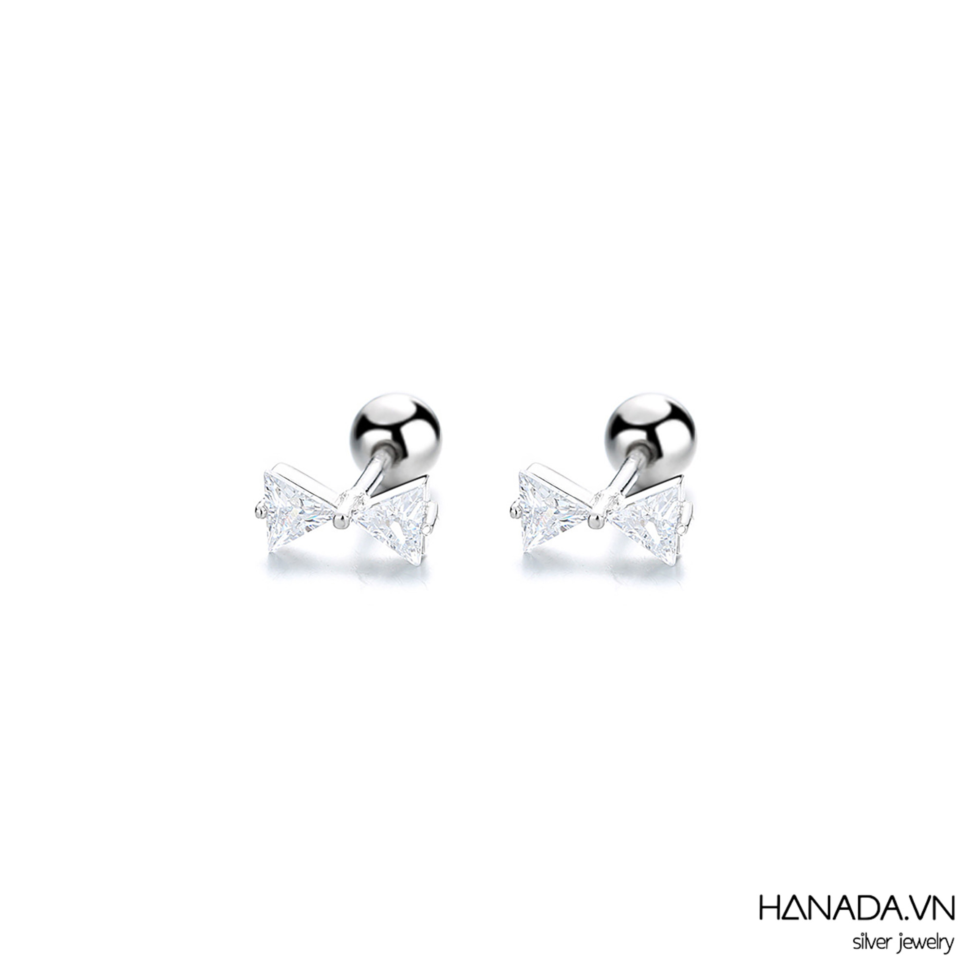 Bông Tai Chuôi Bi Vặn Đính Đá,Nơ Nhí Đính Đá 2546