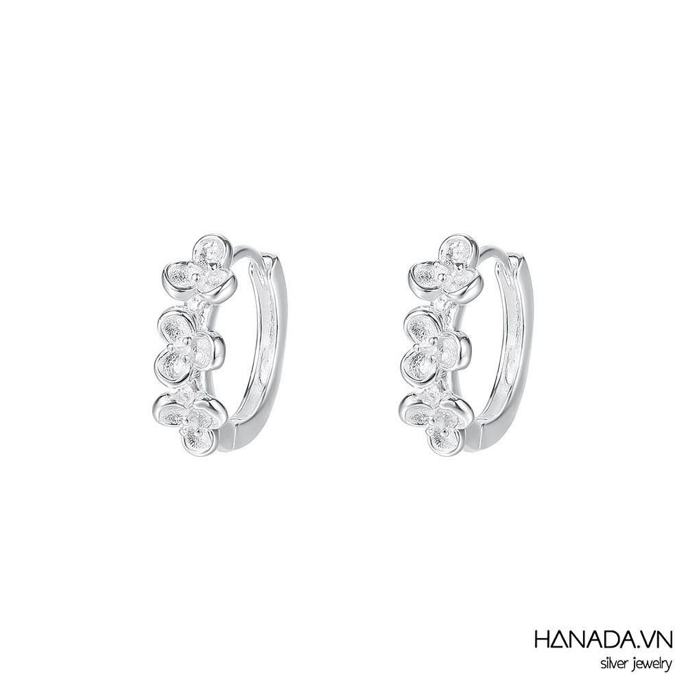 Bông Tai Đá Cubic Zirconia Ba Cỏ 3 Lá Nam HANADA 2607