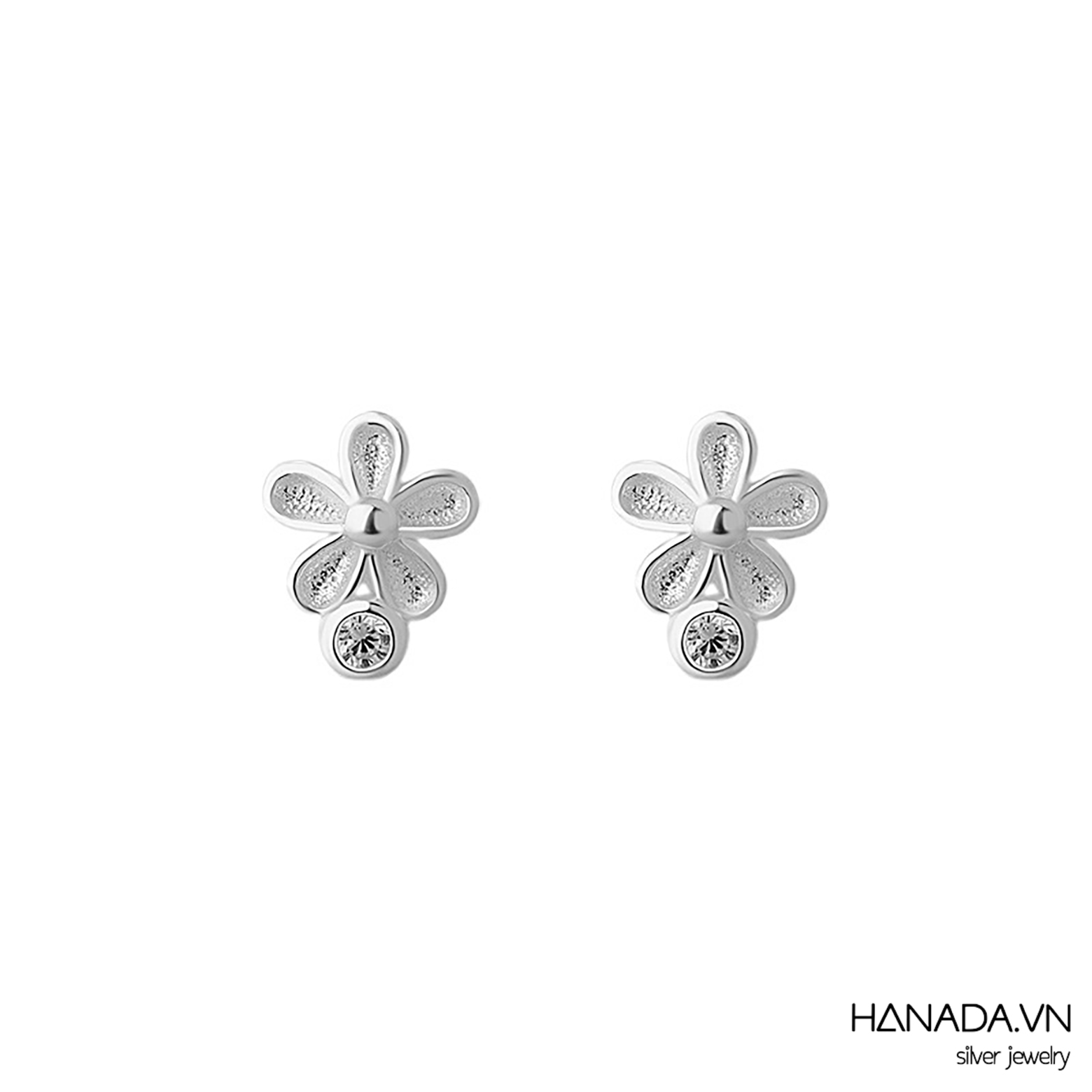 Bông Tai Hoa Nhí Trơn Đính Đá 2MM 2699