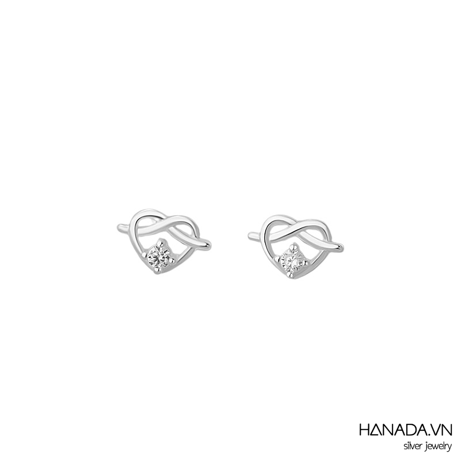 Bông Tai Tim Xoắn Đính Đá 2MM 2700