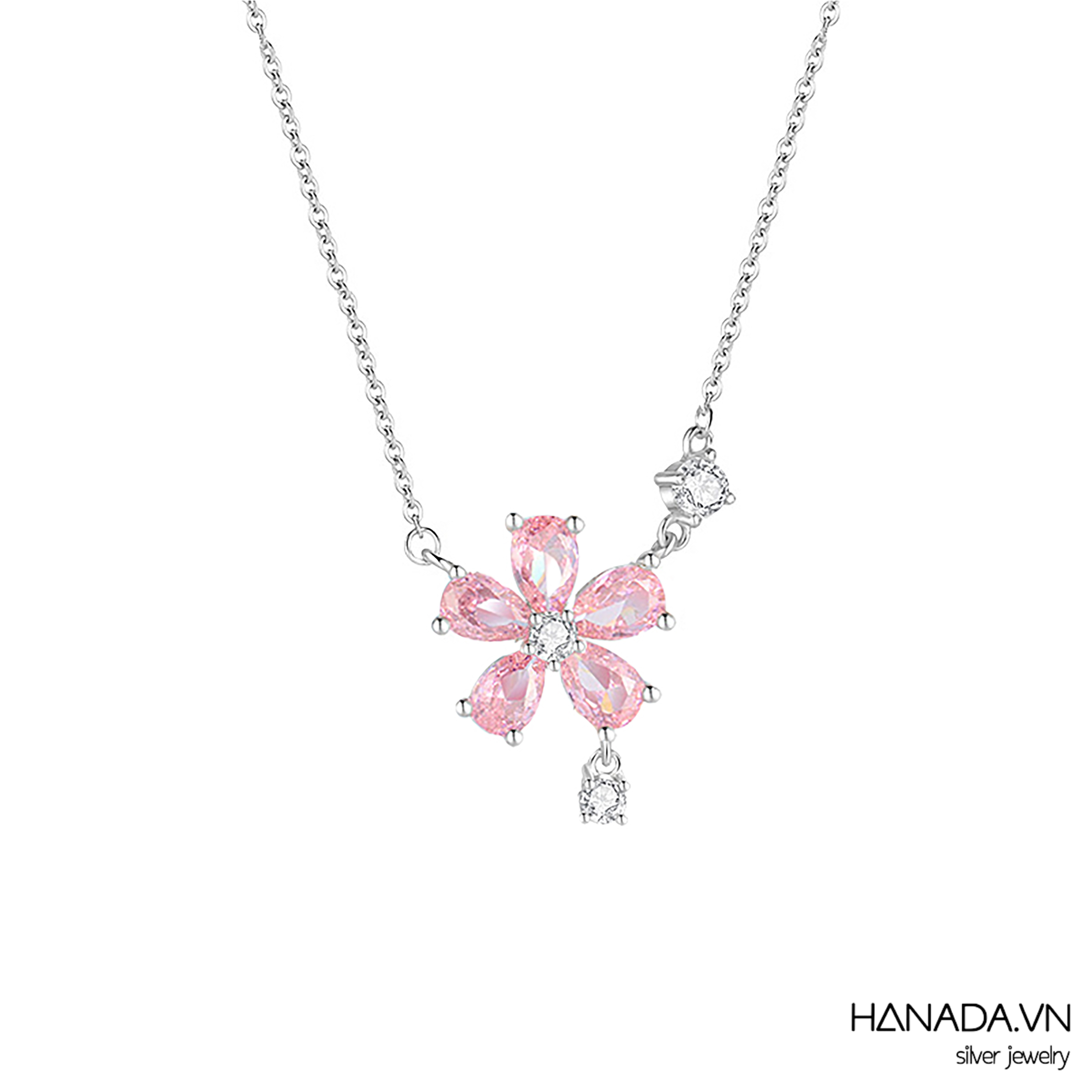 Dây Chuyền Đá Cubic Zirconia Hoa Hồng Đá Rớt Nữ HANADA 2819