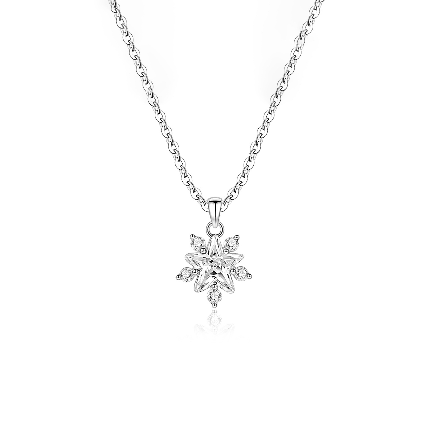 Dây Chuyền Đá Cubic Zirconia Hoa Tuyết Đá Chủ 6MM Nữ HANADA 2793