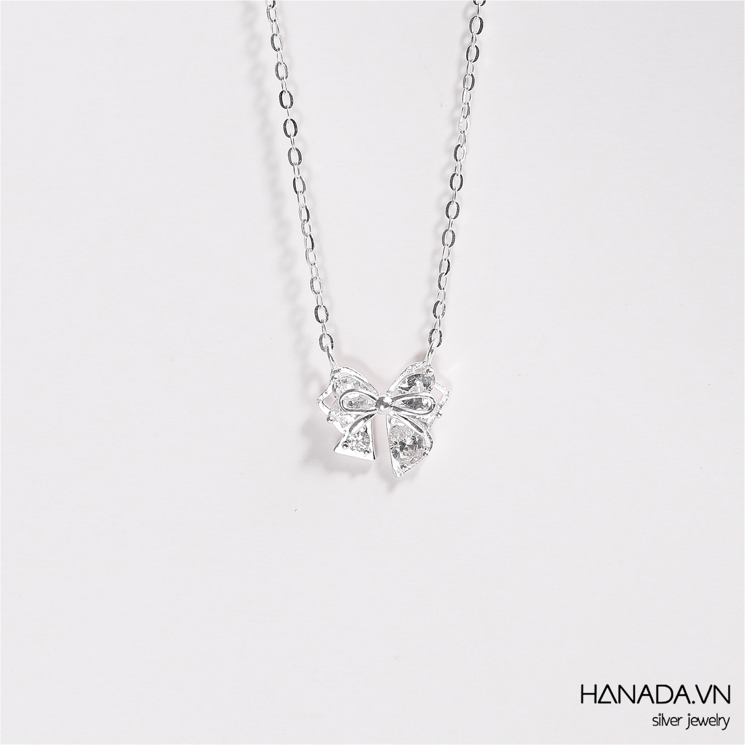 Dây Chuyền Đá Cubic Zirconia Nơ Full Đá Hồng - Trắng Nữ HANADA 2839 - 2801