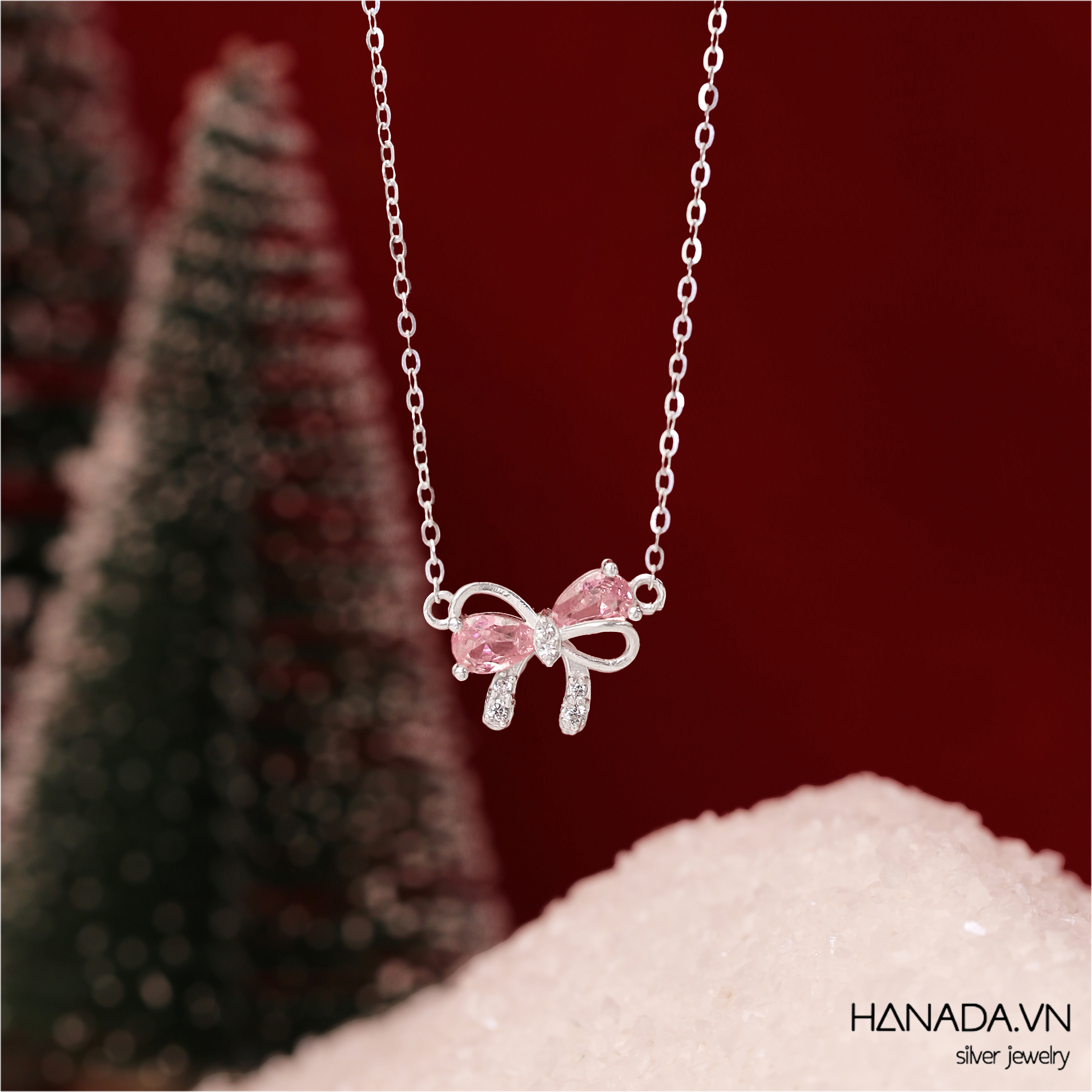 Dây Chuyền Đá Cubic Zirconia Nơ Nữ HANADA 2817
