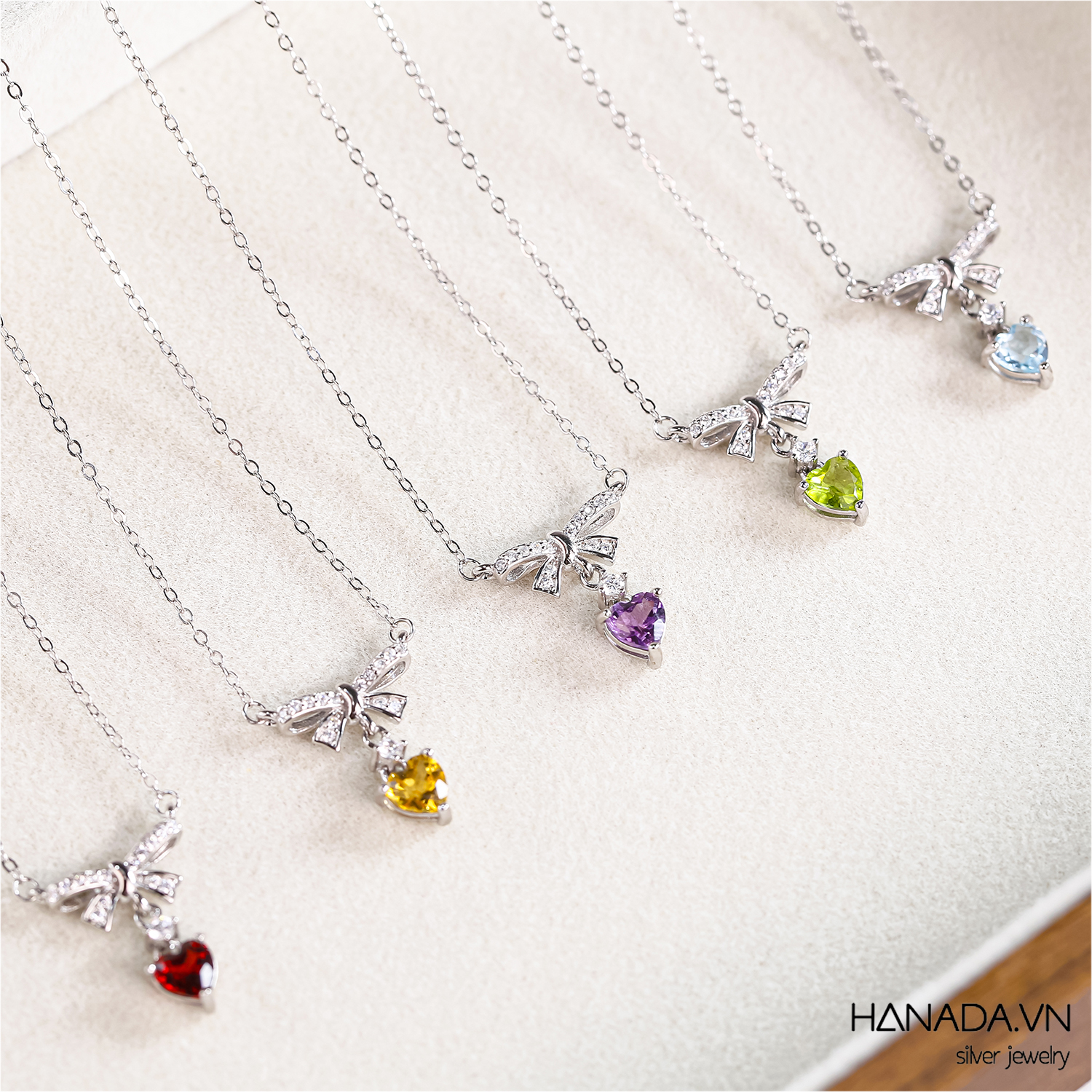 Dây Chuyền Nơ Phối Đá Tim Thiên Nhiên 2622