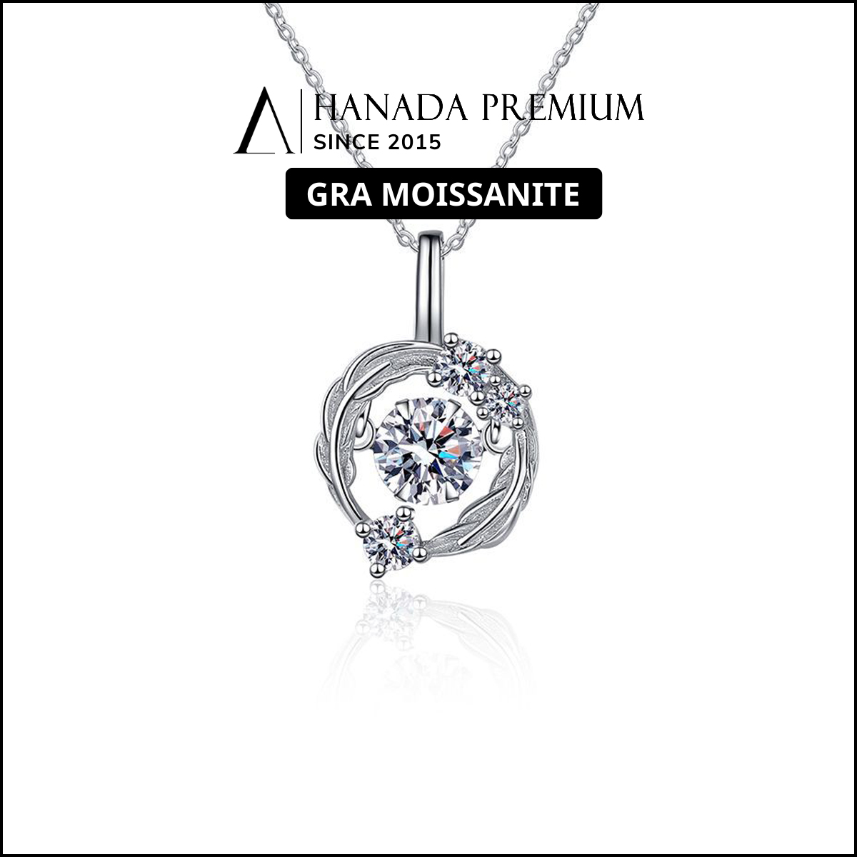Dây chuyền Đá Moissanite 5MM Vòng Nguyệt Quế 2418
