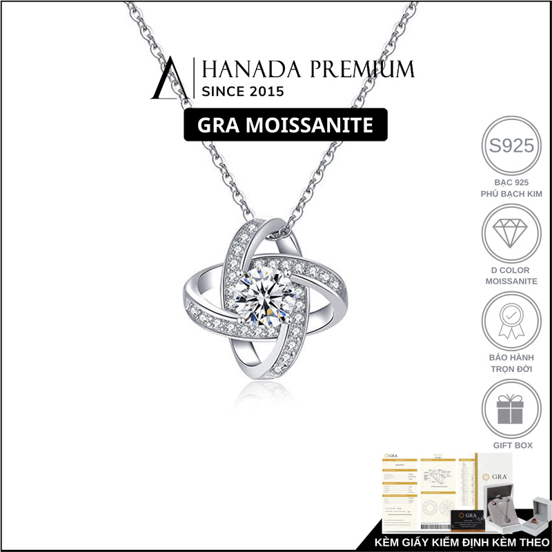Dây chuyền Moissanite 5.0 MM Bạc 925 Nút Đồng Tâm 2537
