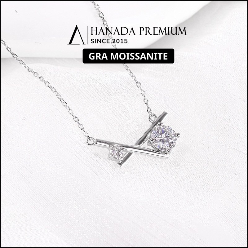 Dây chuyền chéo x đá moissanite 6.5MM 2757