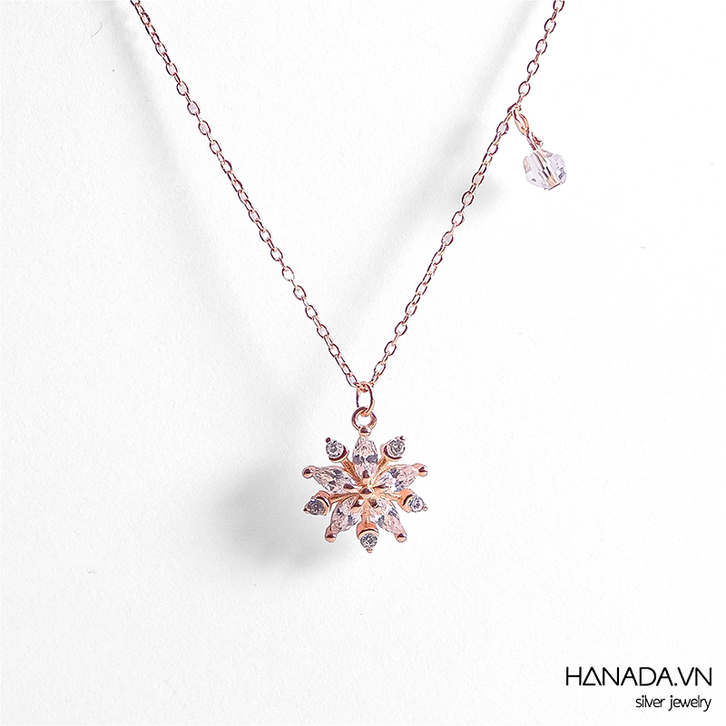 Dây chuyền hoa tuyết phủ vàng hồng 2583