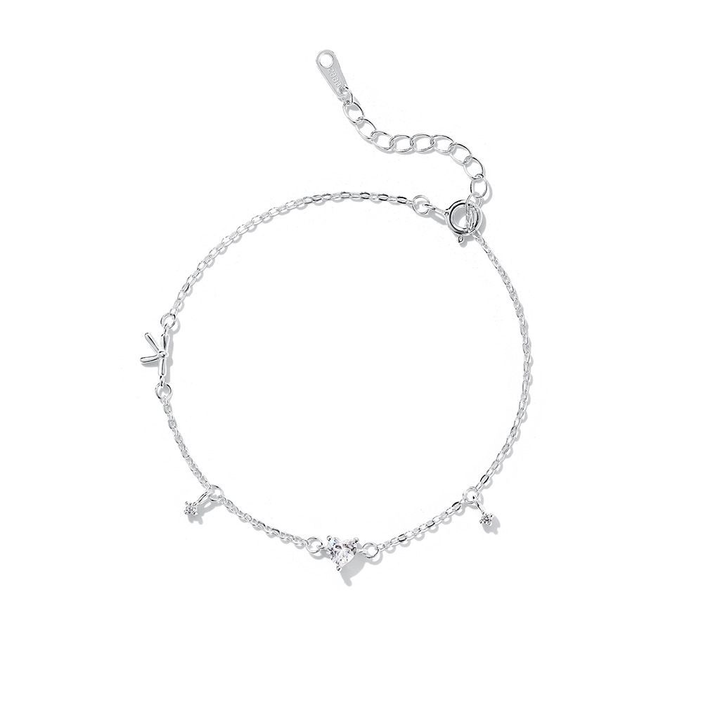 Lắc tay Đá Cubic Zirconia Trái Tim Phối Nơ Trơn Nữ HANADA 2796