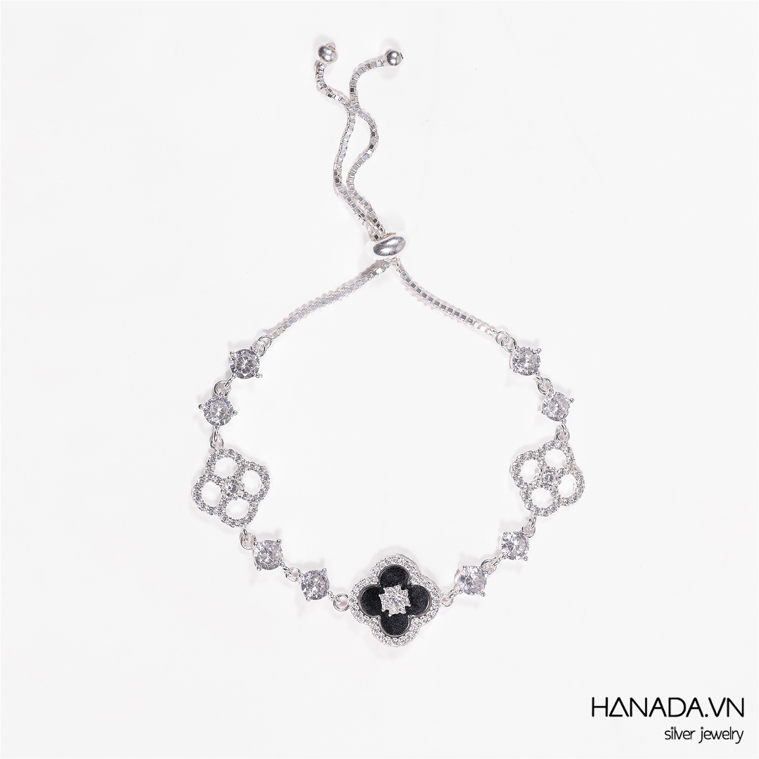 Lắc tay Đá Thiên Nhiên Cỏ 4 Lá 3 Charm Nữ Nam HANADA 2815
