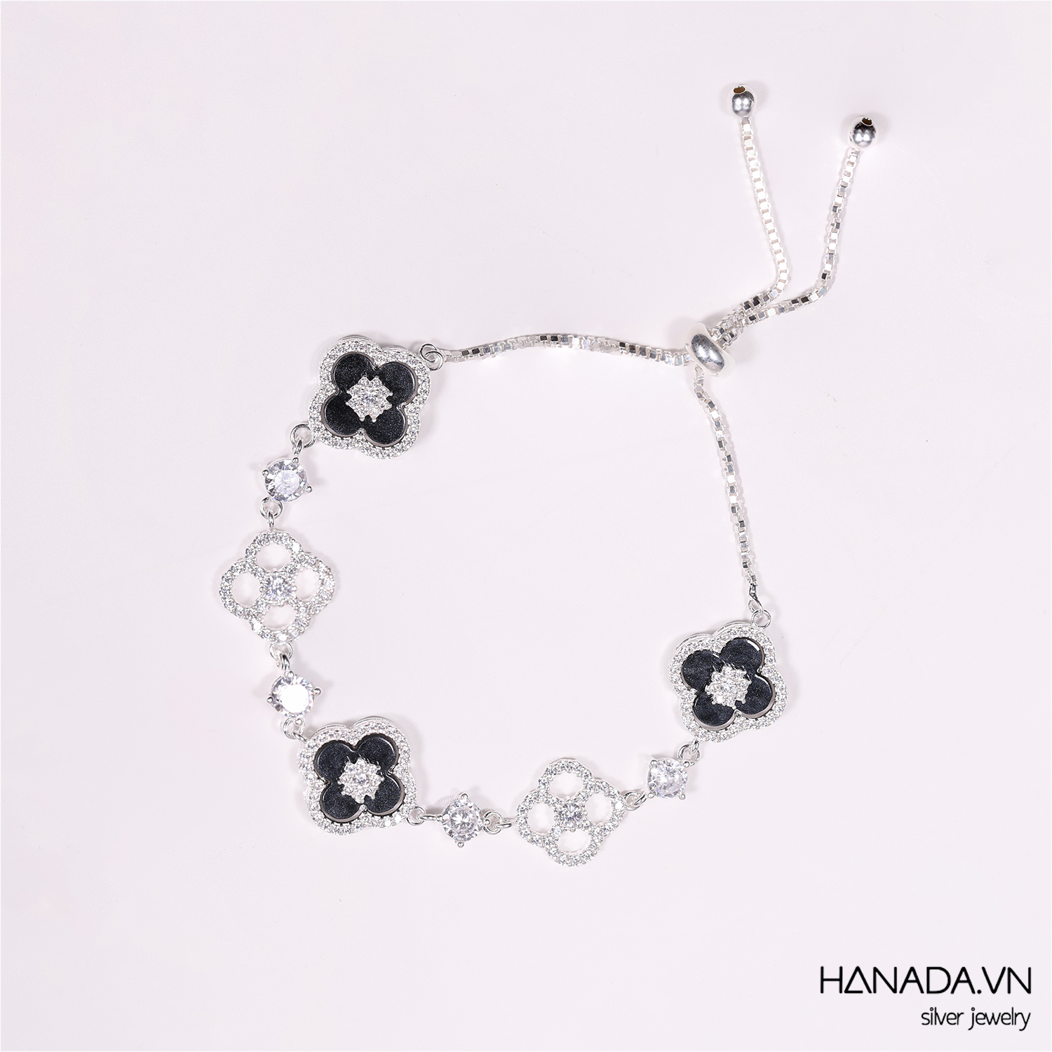 Lắc tay Đá Thiên Nhiên Cỏ 4 Lá 5 Charm Nữ Nam HANADA 2816
