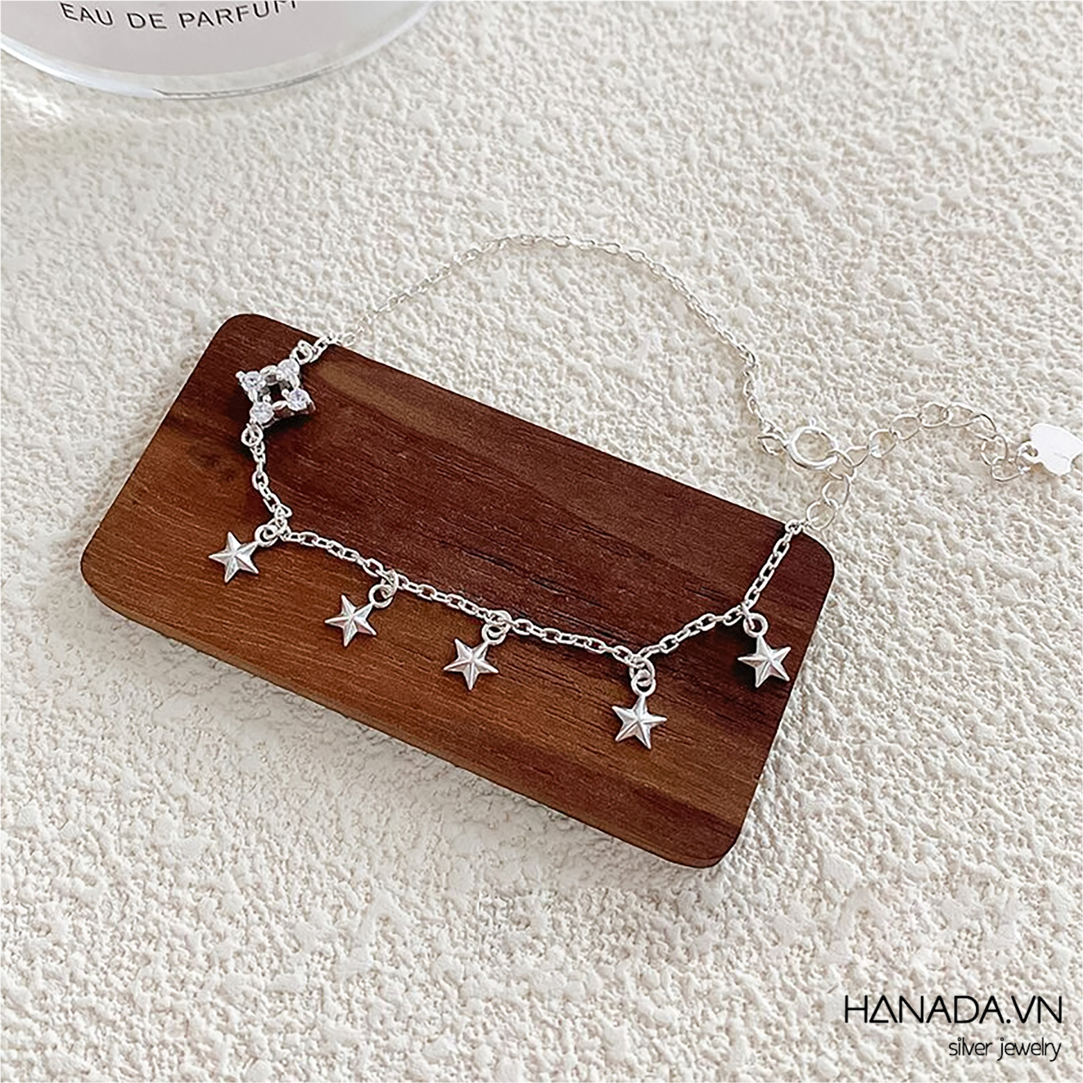 Lắc tay Hoa Đá Phối Charm Ngôi Sao Trơn 2704