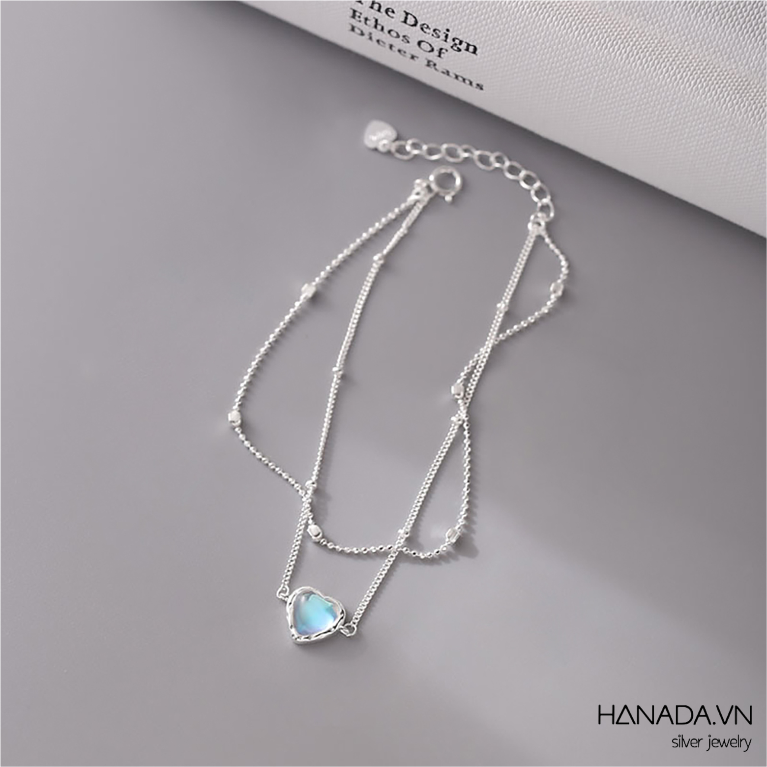 Lắc tay đôi trái tim đá xanh dương 2717