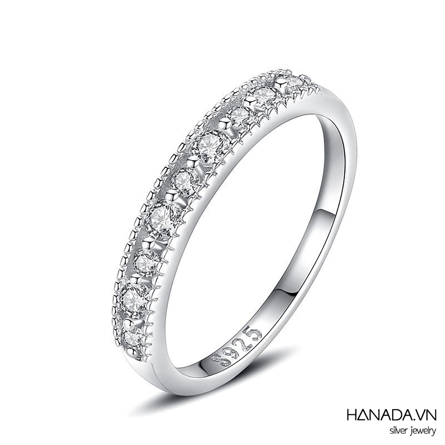 Nhẫn Cổ Điển Nửa Vòng Đá 2656