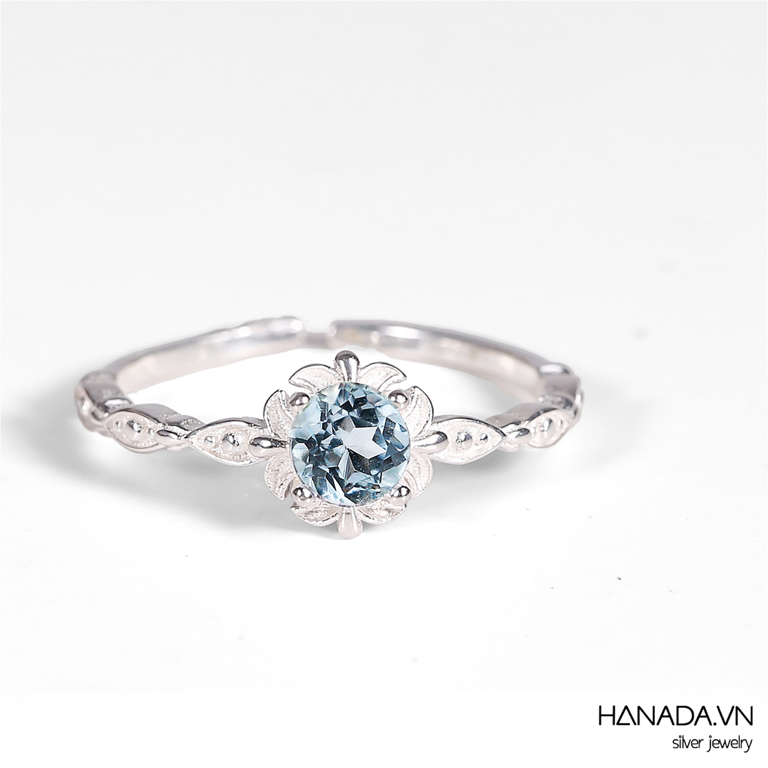 Nhẫn Đá Thiên Nhiên Hoa Đá Xanh HANADA 2605