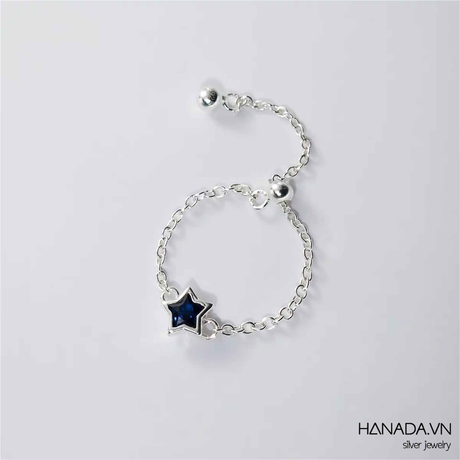 Nhẫn Dây Xích Charm Đá Màu Hình Ngôi Sao 2695