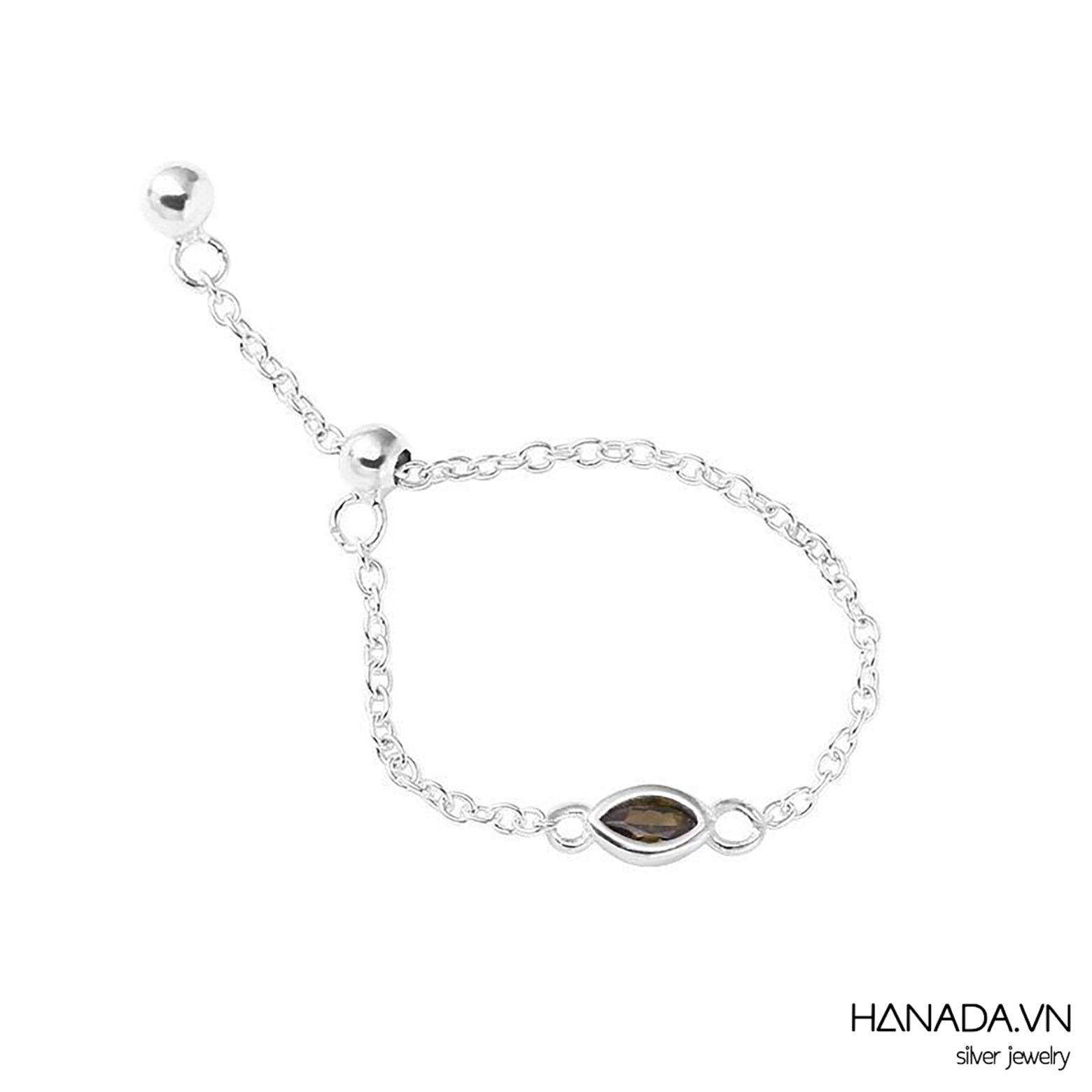 Nhẫn Dây Xích Charm Đá Màu Hình Oval 2698
