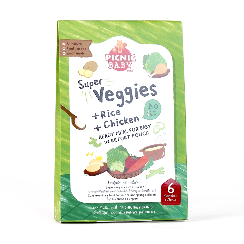 Cháo Picnic Baby vị gà với lòng đỏ trứng và rau hỗn hợp, 6 tháng tuổi, 100g