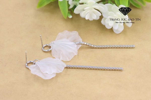 Bông tai nữ Bạc Thái sứa trắng