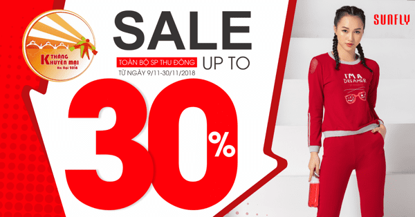 Hưởng ứng tháng khuyến mại Hà Nội – Sunfly sale up to 30% toàn bộ cửa hàng
