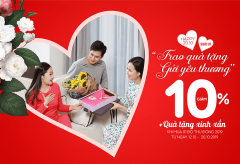 Happy 20/10- Trao quà tặng, gửi yêu thương - Sunfly sale 10% + quà tặng xinh xắn