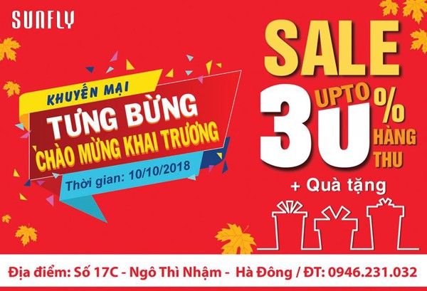 Chúc mừng Sunfly khai trương đại lý mới tại Ngô Thì Nhậm, Hà Đông