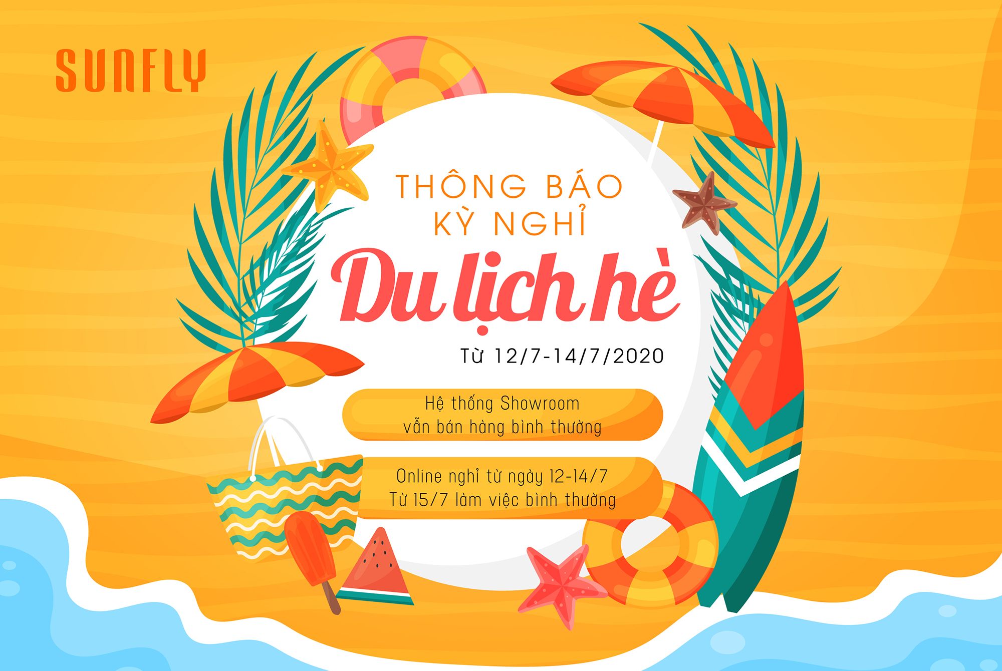 Thông báo lịch làm việc kỳ du lịch hè 2020 trên toàn hệ thống Sunfly