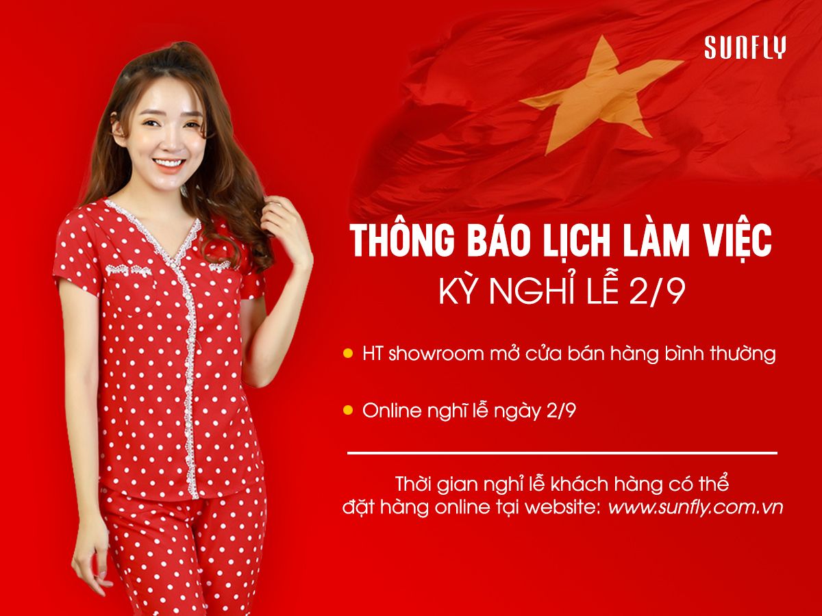 Thông báo lịch làm việc kỳ nghỉ lễ Quốc Khánh 02/09 trên toàn hệ thống Sunfly