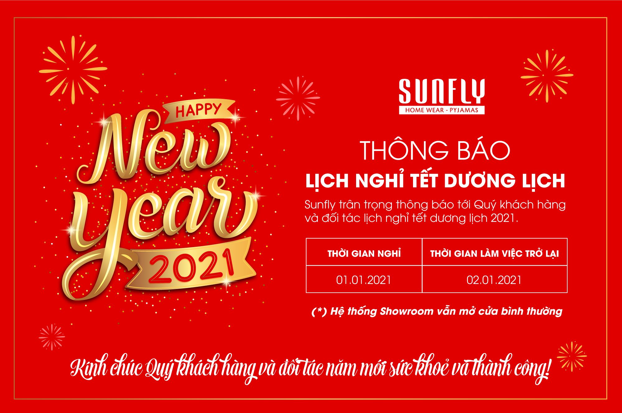 Thông báo lịch nghỉ tết dương lịch 2021