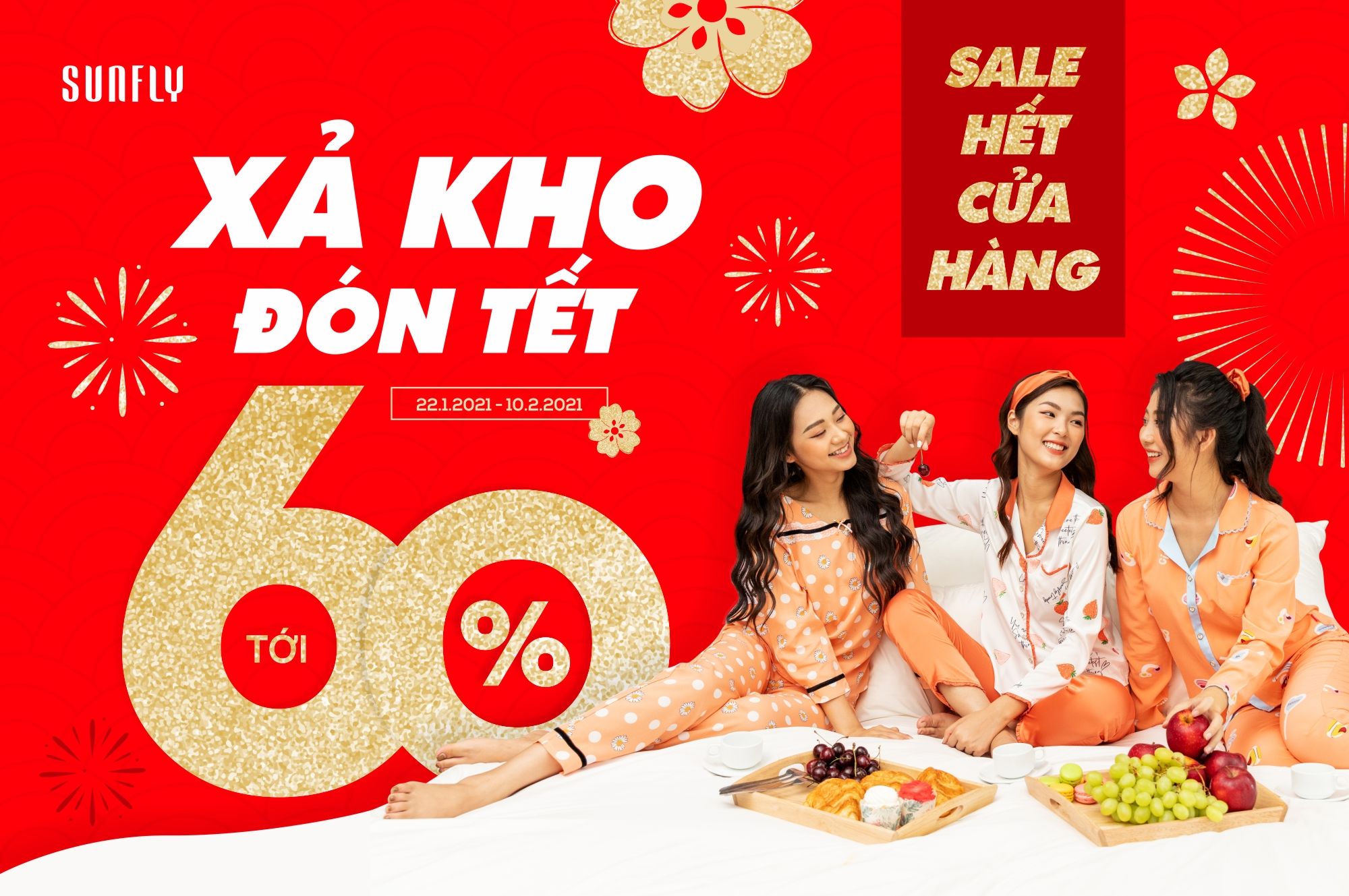 Sunfly xả kho đón tết- sale hết cửa hàng tới 60%