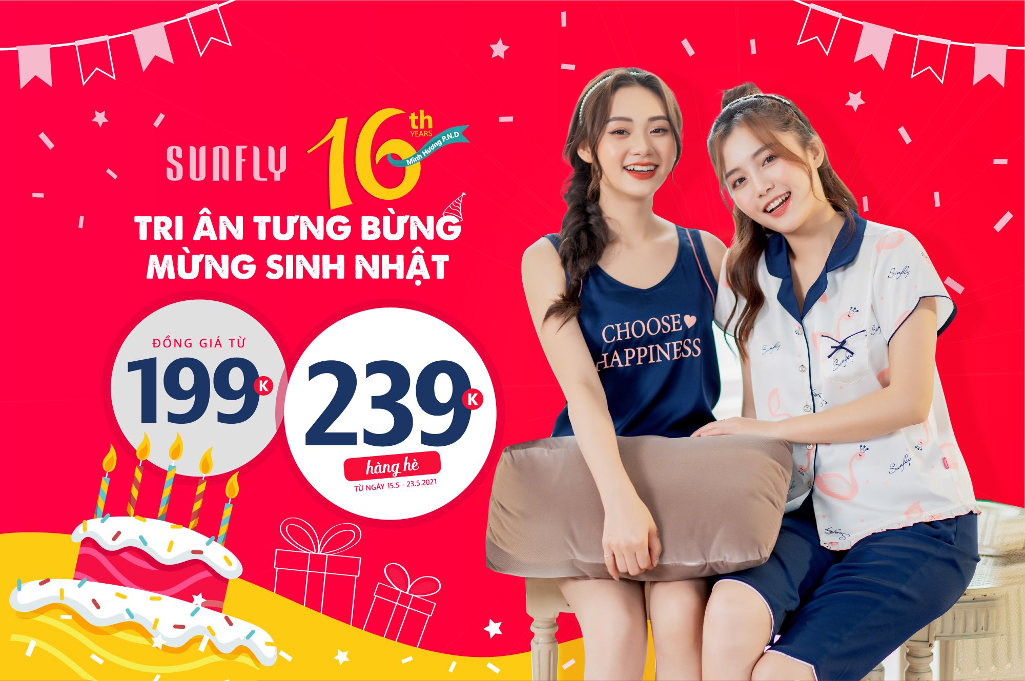 Sunfly tri ân tưng bừng – mừng sinh nhật 16 năm – sale đồng giá từ 239K, 199K