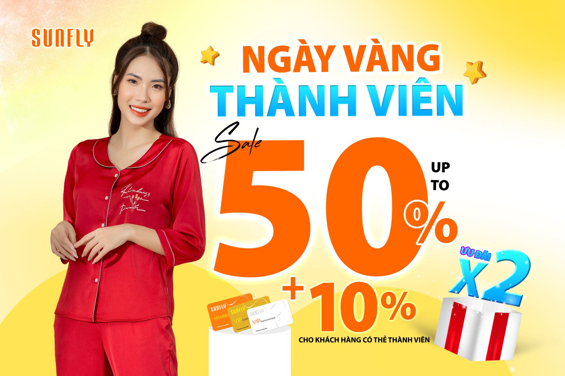 Ngày vàng thành viên – x2 ưu đãi – sale upto 50% + 10% cho khách hàng thành viên