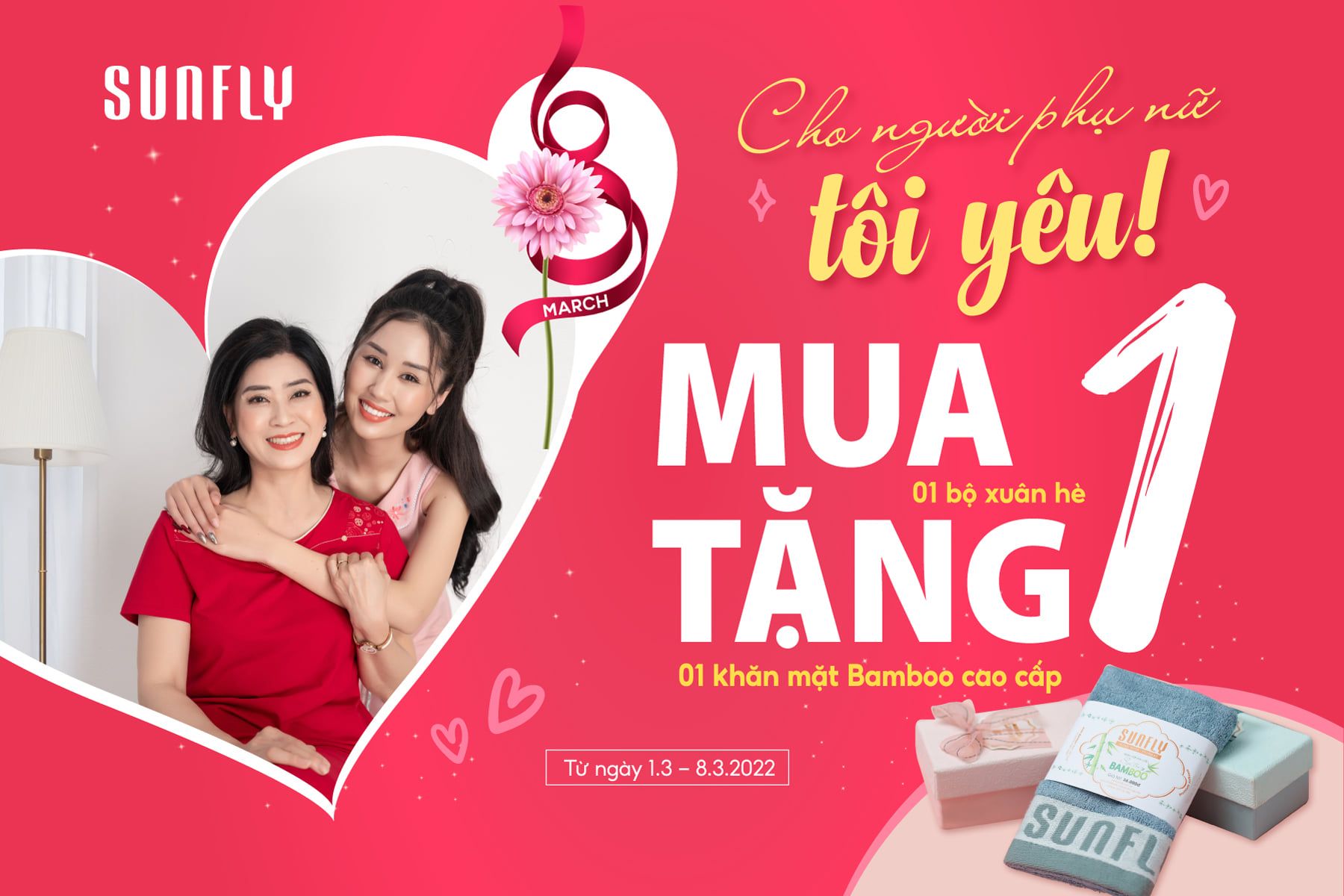 Happy women's day 8-3, cho người phụ nữ tôi yêu, mua 1 tặng 1 quà hấp dẫn