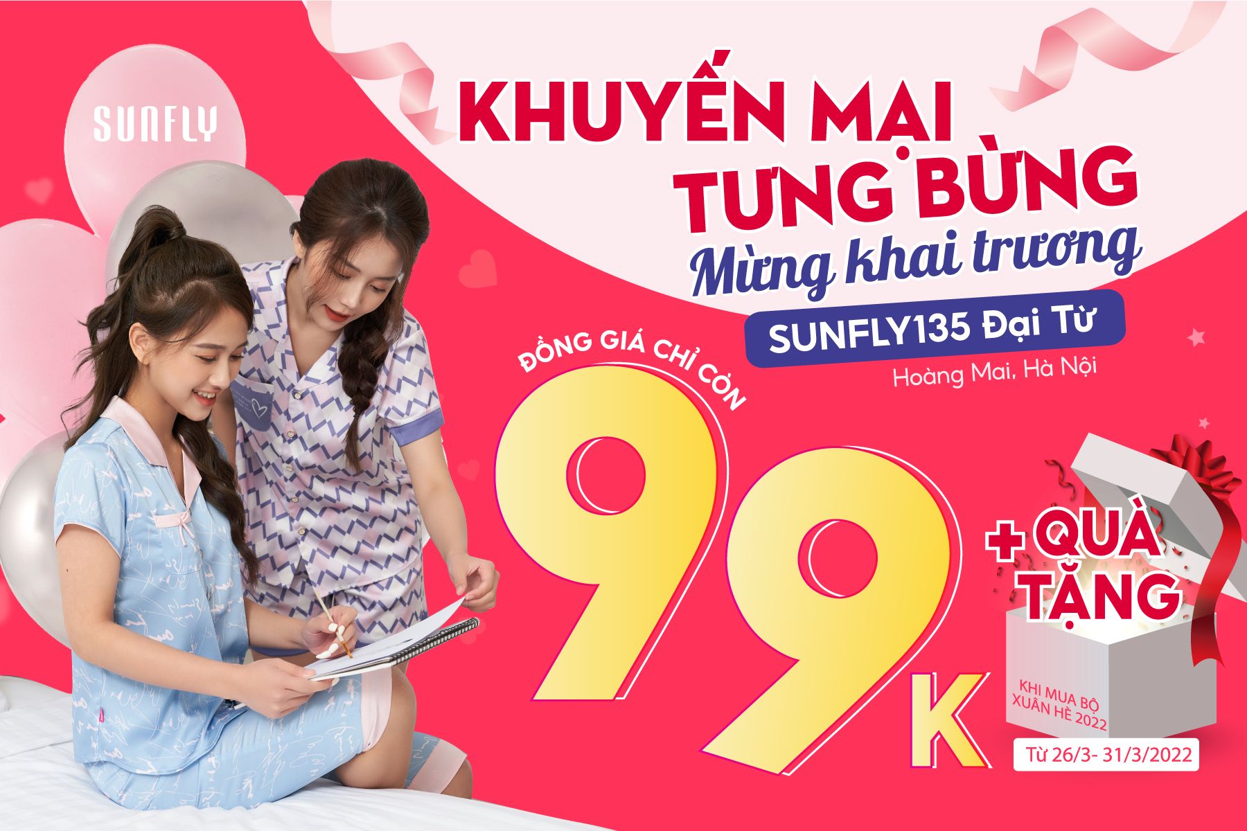 Sunfly khuyến mãi tưng bừng - mừng khai trương sunfly đại từ đồng giá chỉ từ 99k - quà tặng hấp dẫn