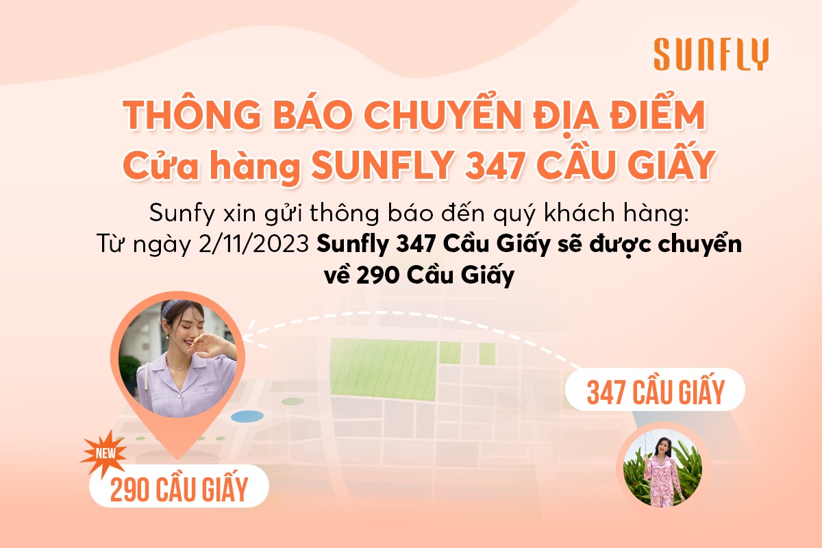 SUNFLY 347 CẦU GIẤY THÔNG BÁO CHUYỂN ĐỊA ĐIỂM VỀ 290 CẦU GIẤY
