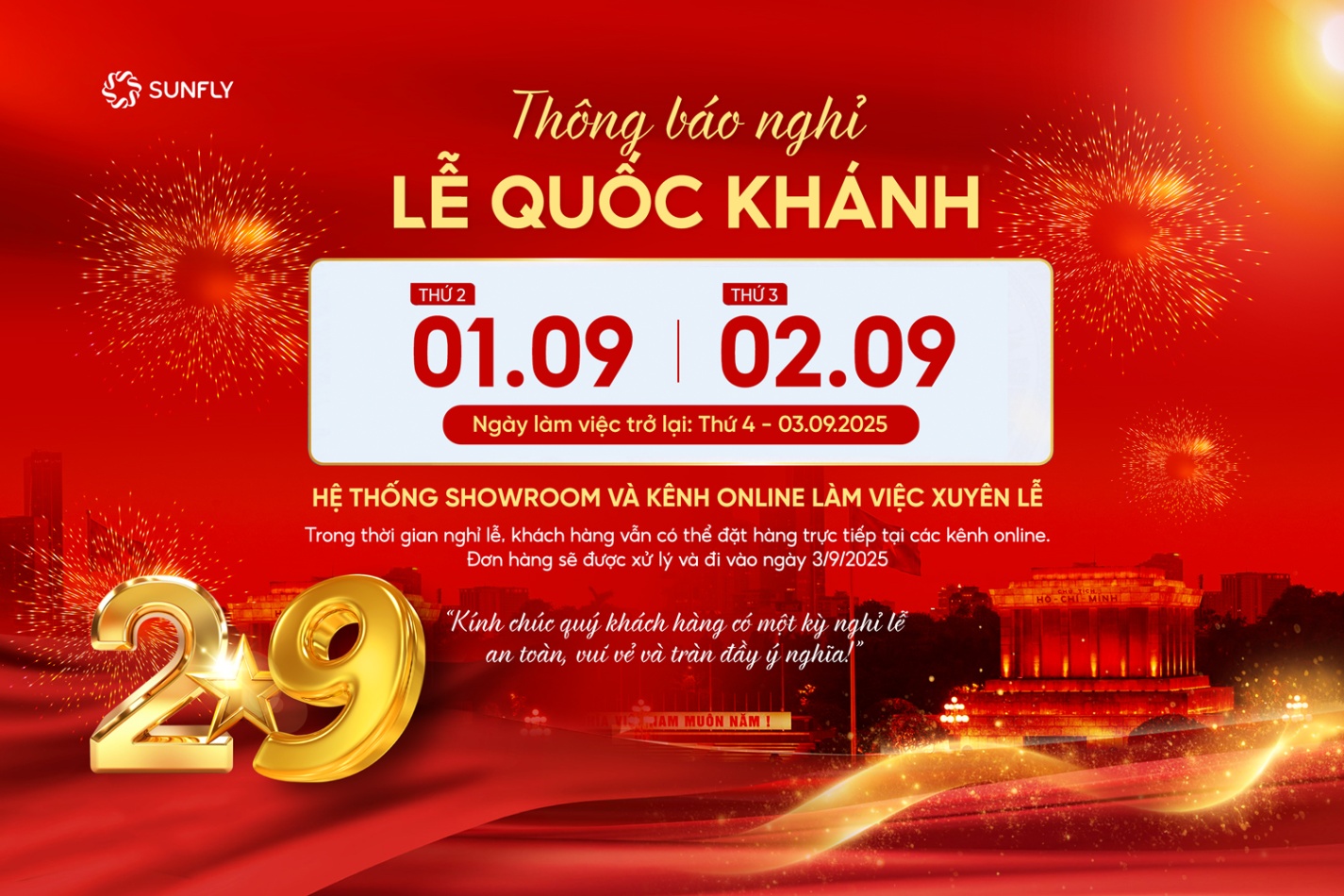 📢 THÔNG BÁO LỊCH NGHỈ LỄ QUỐC KHÁNH 2/9 🇻🇳