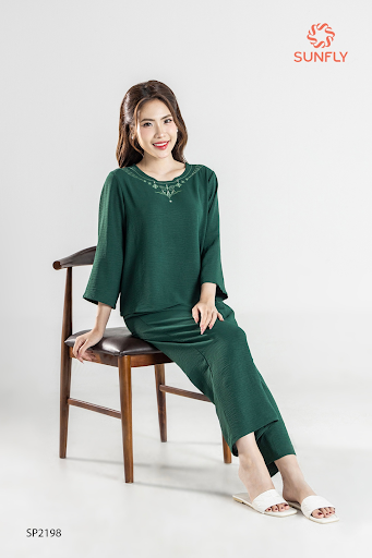 Đồ bộ mặc nhà nữ đũi áo tay lỡ dài quần dài