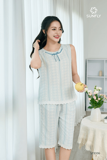 Đồ bộ mặc nhà nữ đũi nhăn