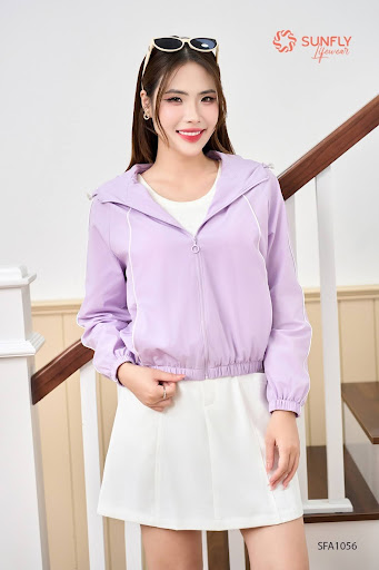 Áo khoác gió màu tím pastel nhẹ nhàng