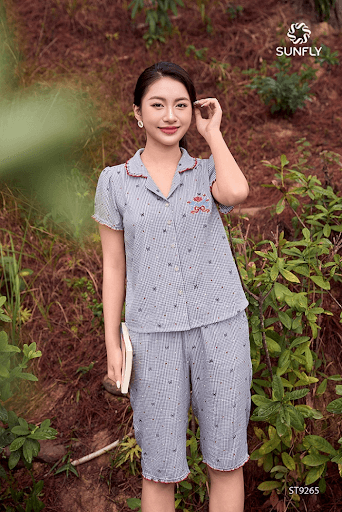 Bộ pijama nữ kate áo cộc quần ngố ST9265