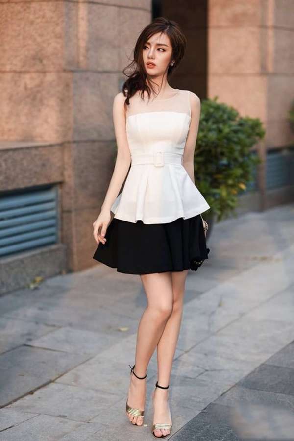 Áo peplum phối quần/chân váy