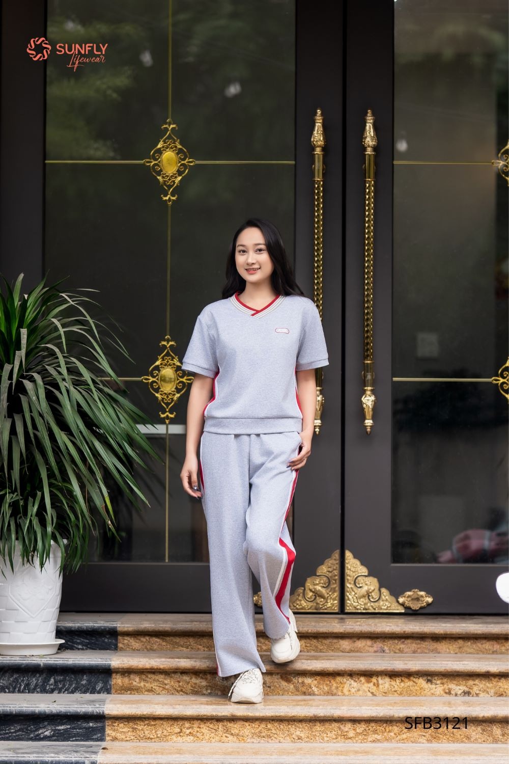 Set đồ nữ poly cotton 2da áo cộc quần dài SFB3121