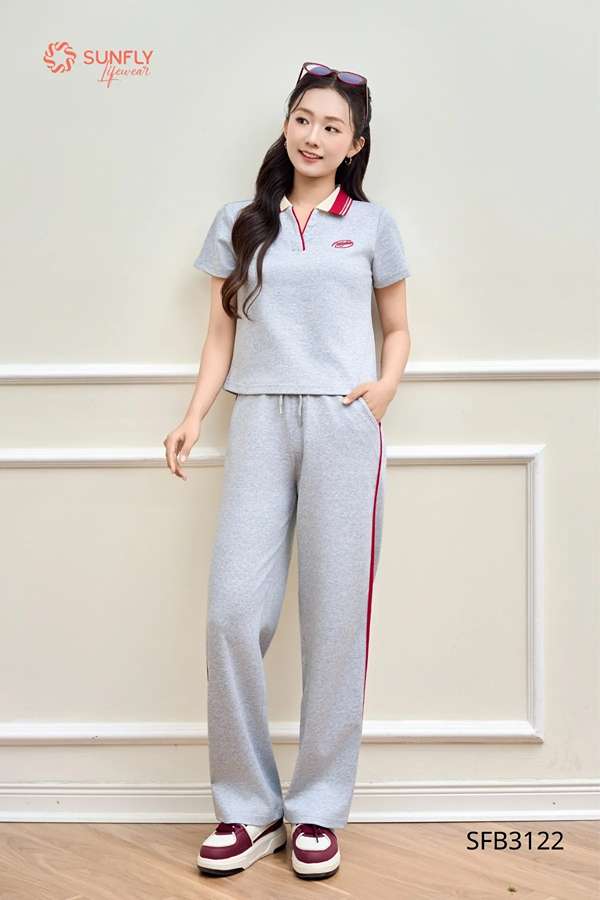 Set đồ nữ áo polo cùng quần suông dài