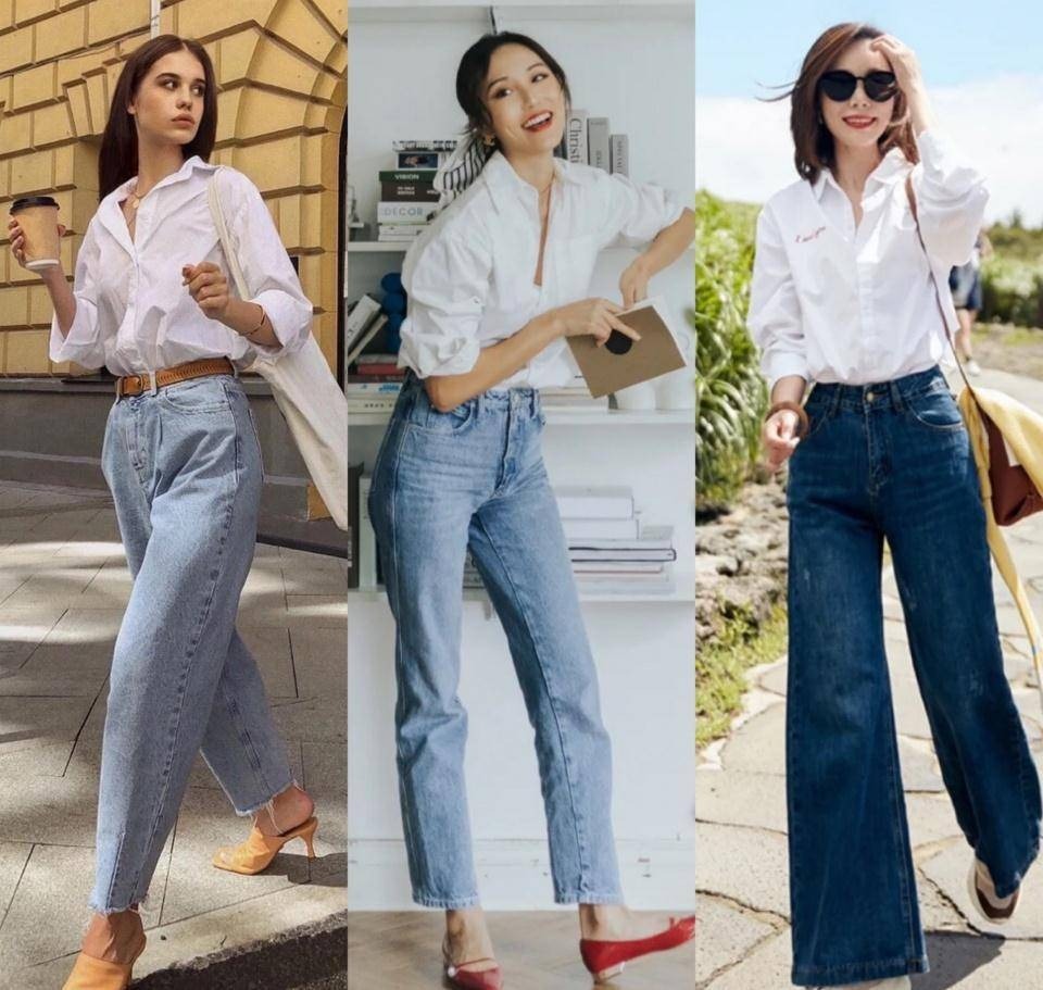 Áo sơ mi kết hợp quần jeans/quần ống rộng