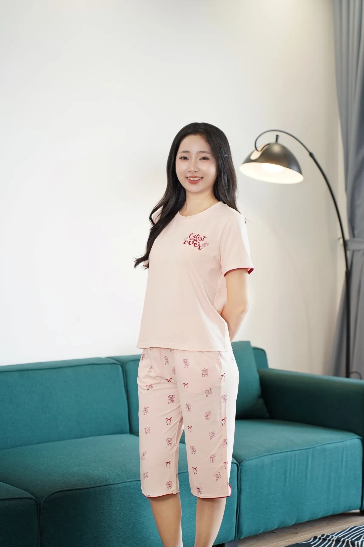Đồ bộ mặc nhà nữ cotton USA áo cộc quần ngố ST9359