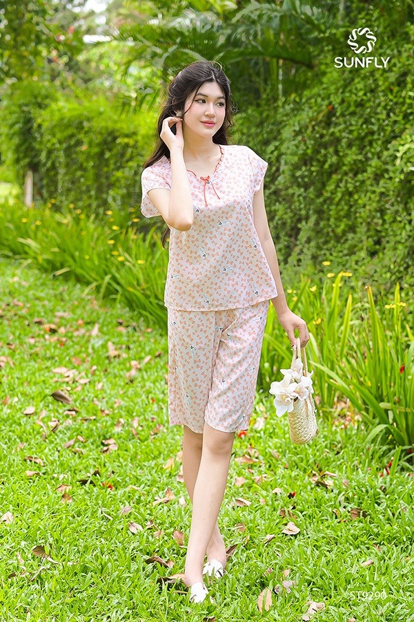 Đồ bộ mặc nhà nữ lanh ht áo cộc quần ngố ST9290
