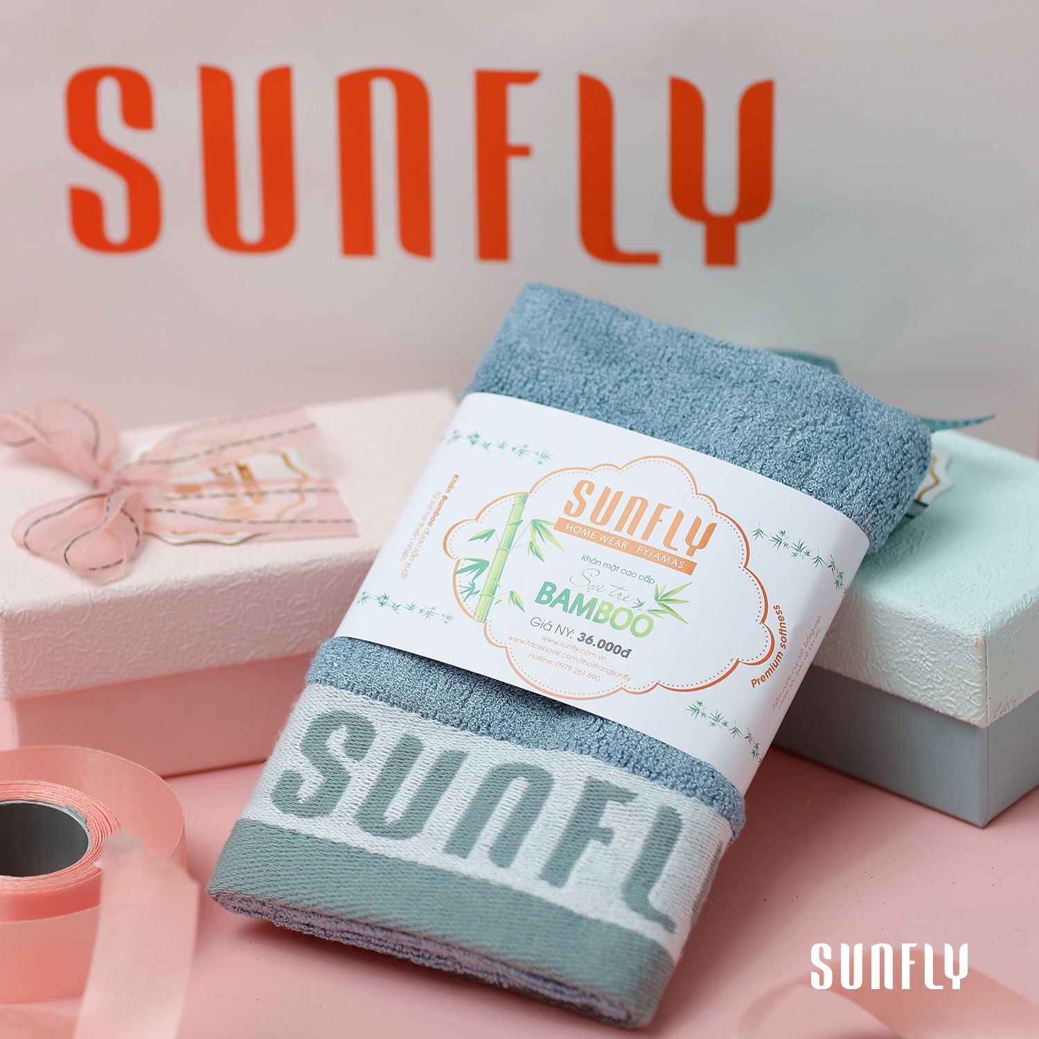 Khăn mặt Sunfly SF005 - 50% Cotton, 50% Bamboo