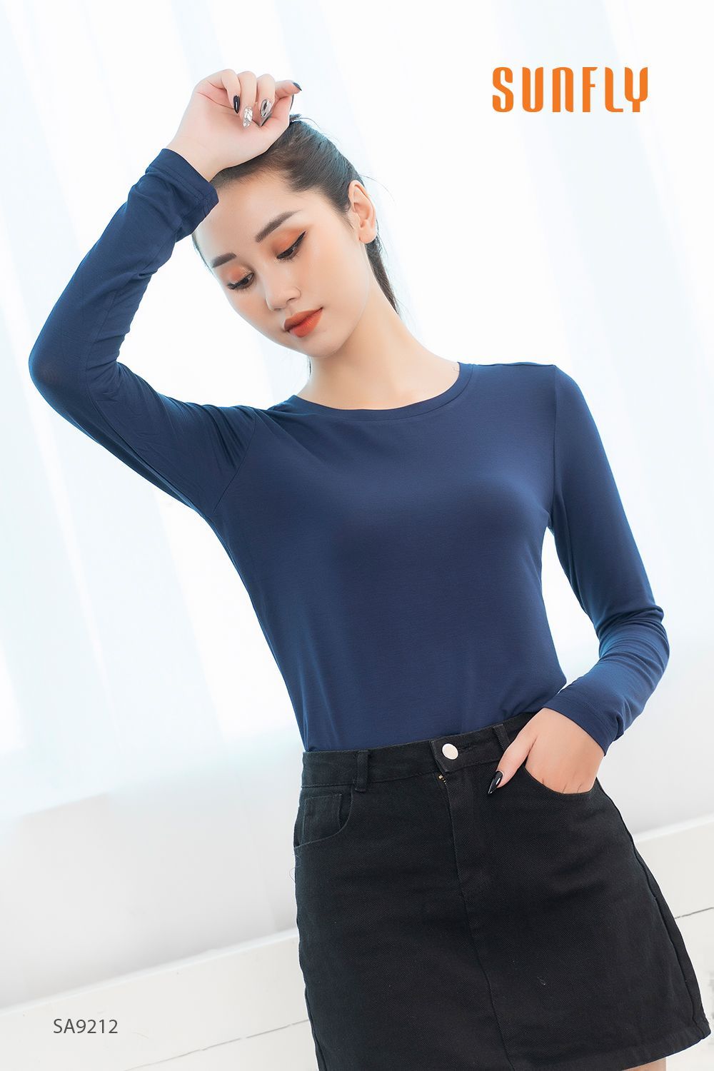 Áo giữ nhiệt cotton SA9212 M xanh tím than